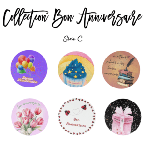 Birthday stickers with French greetings, Serie C.