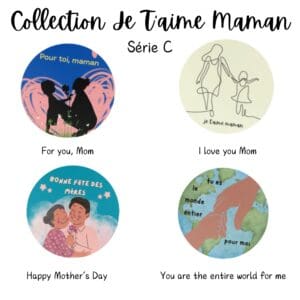 Mother's Day themed button collection for moms.