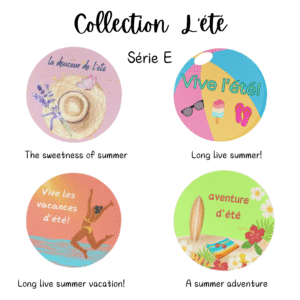Four colorful summer-themed designs.