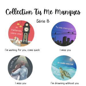Collection of four illustrated love-themed graphics.
